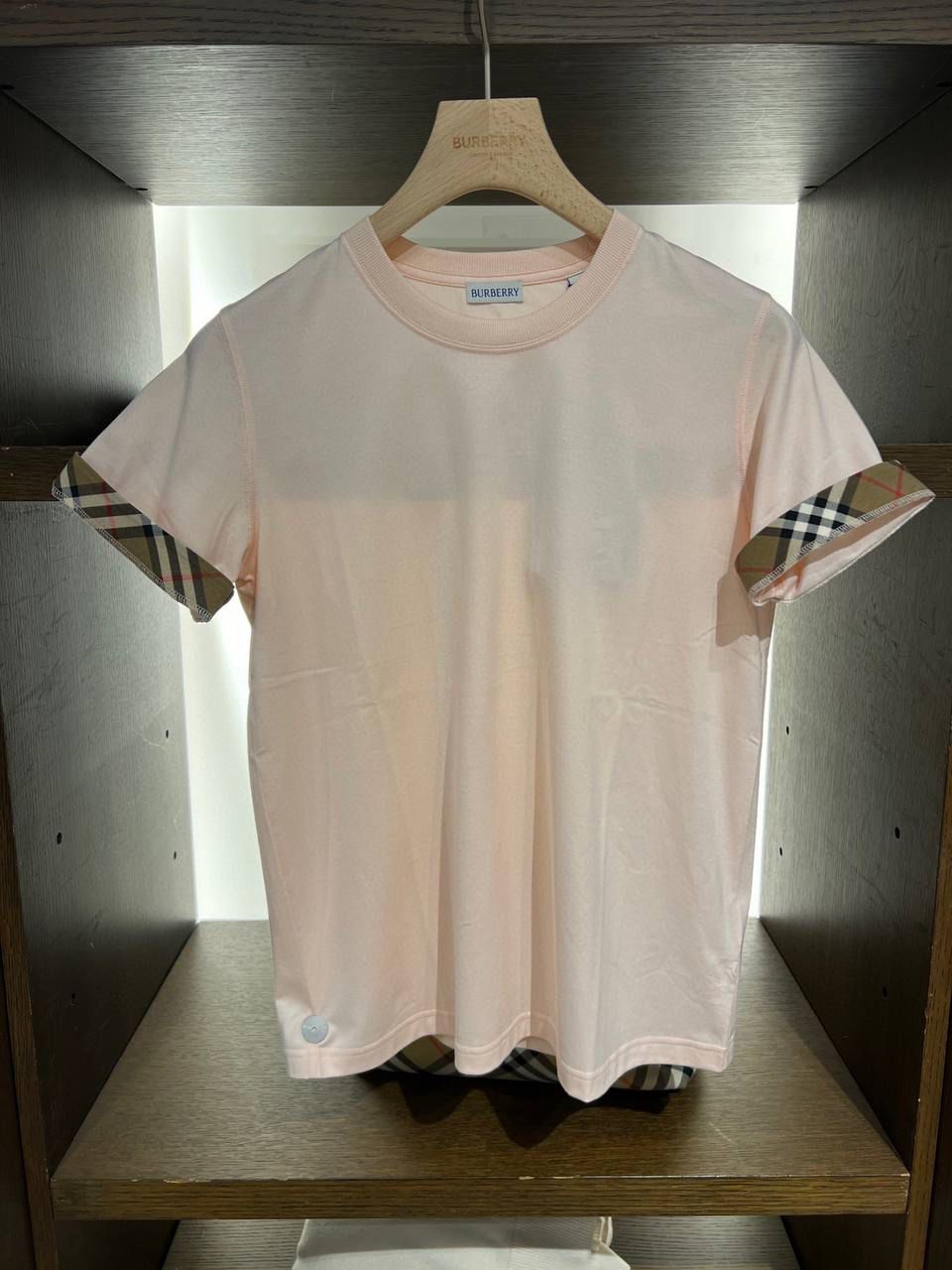 Vintage Check Cuff Cotton T-shirt