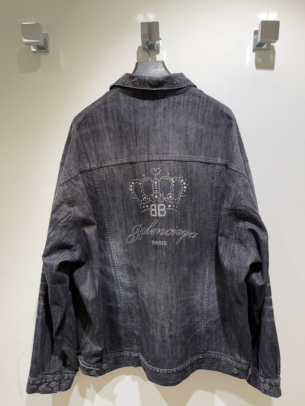 Rhinestone Crown Logo Denim Jacket