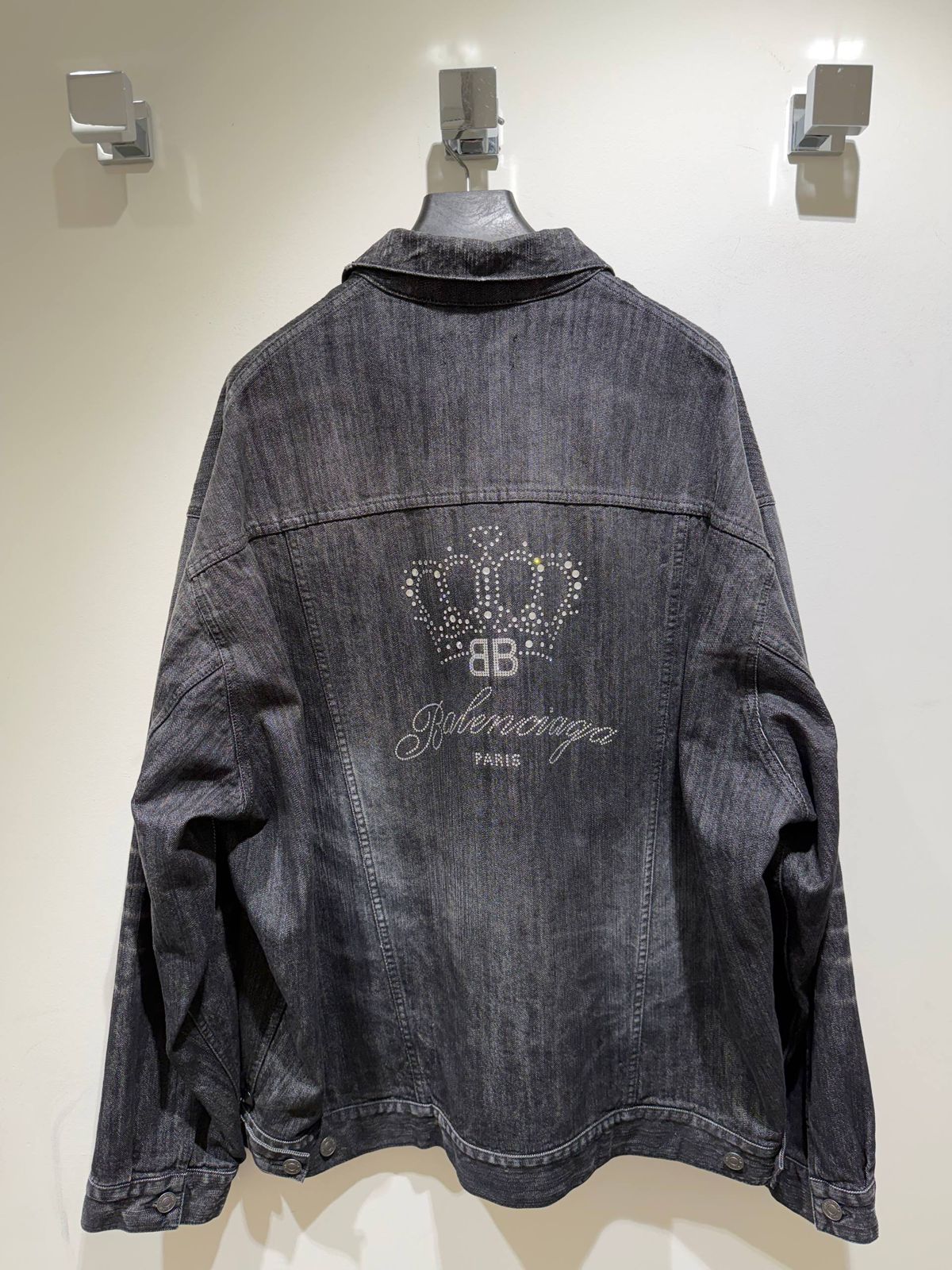 Rhinestone Crown Logo Denim Jacket