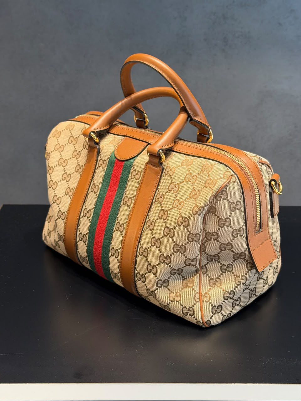 Ophidia GG Supreme Small Boston Bag