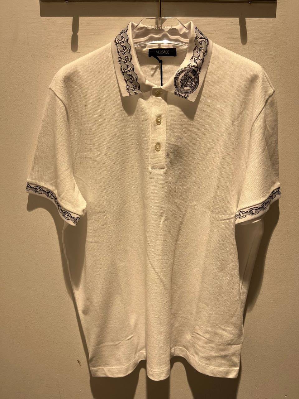 Chain Print Collar Polo Shirt