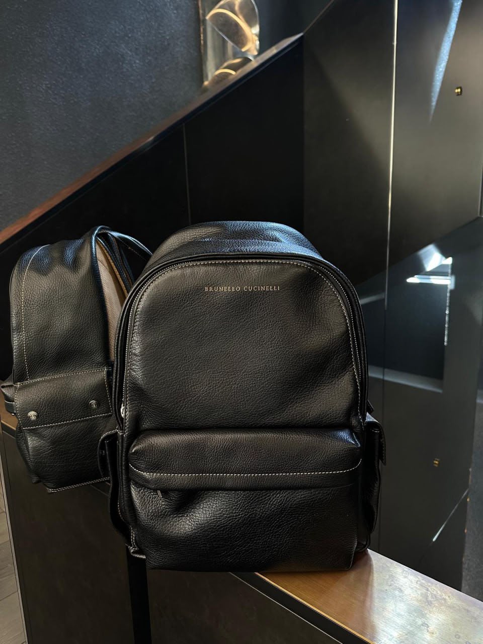 Grained Leather Backpack