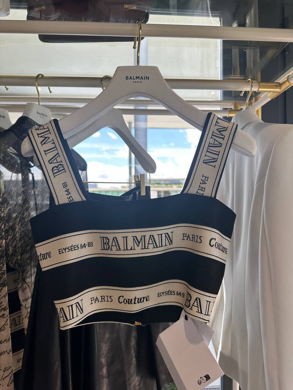 Balmain Paris Couture Logo-Jacquard Crop Top