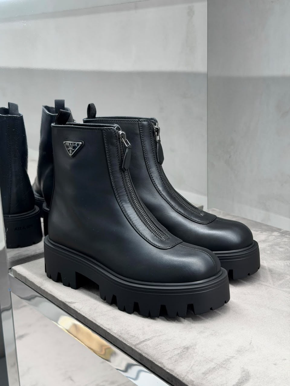 Monolith brushed leather booties
