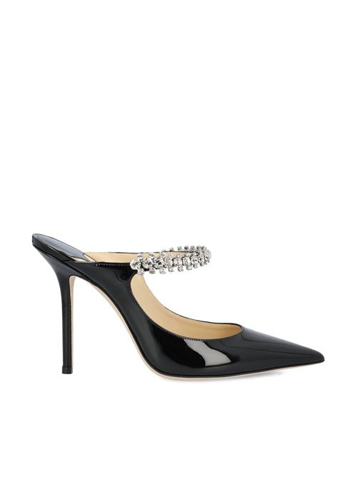Sabot Bing 100 in Vernice Nera con Cinturino di Cristalli