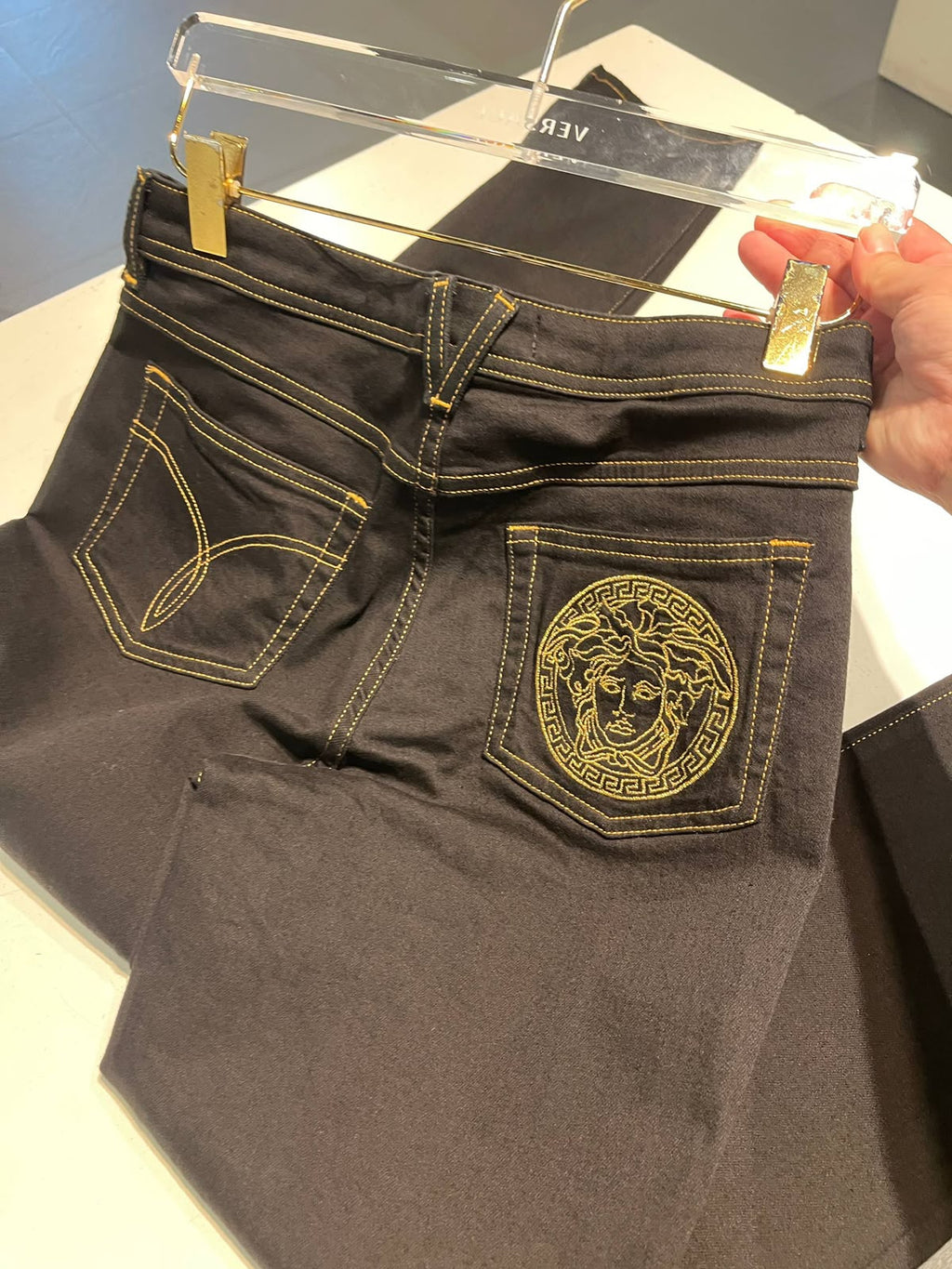 Medusa Head Embroidered Jeans