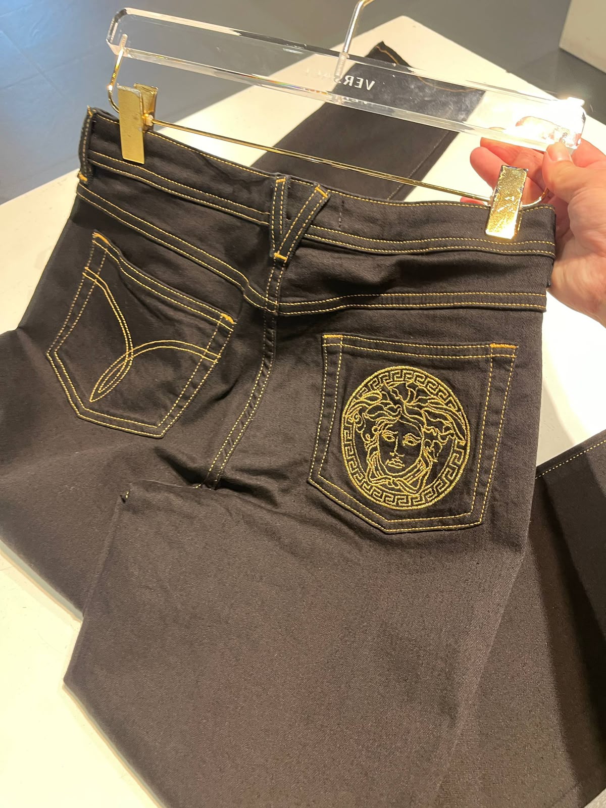 Medusa Head Embroidered Jeans