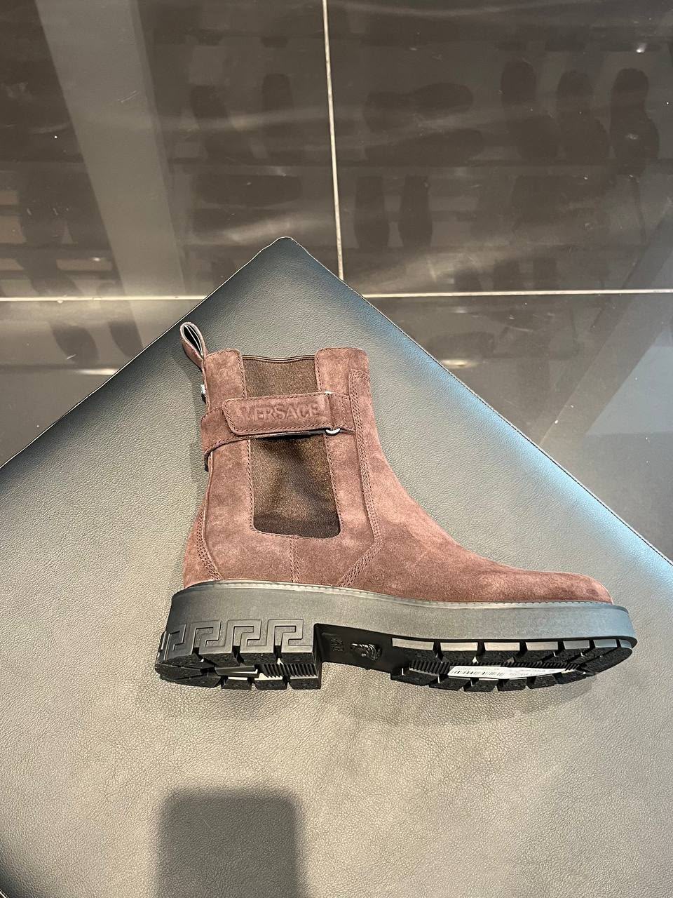 Greca Labyrinth Suede Chelsea Boots