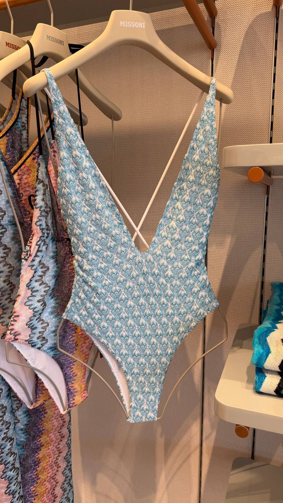 Zigzag Knit One-Piece Swimsuit