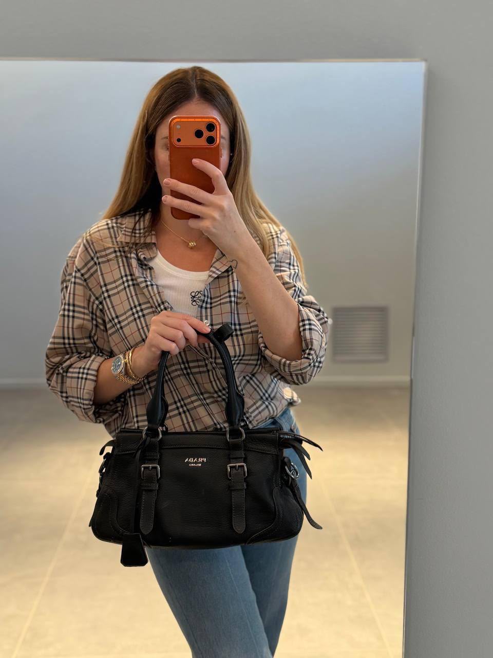 Vintage Check Cotton Oversized Shirt