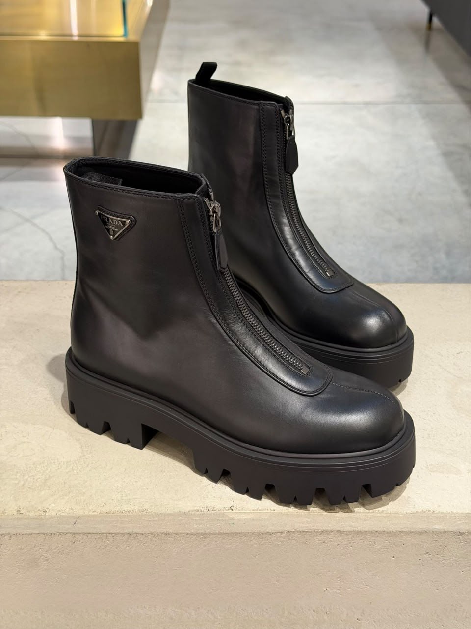 Monolith brushed leather booties