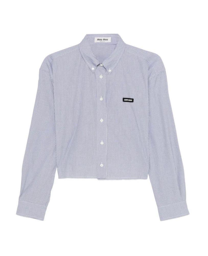 Gingham check poplin shirt