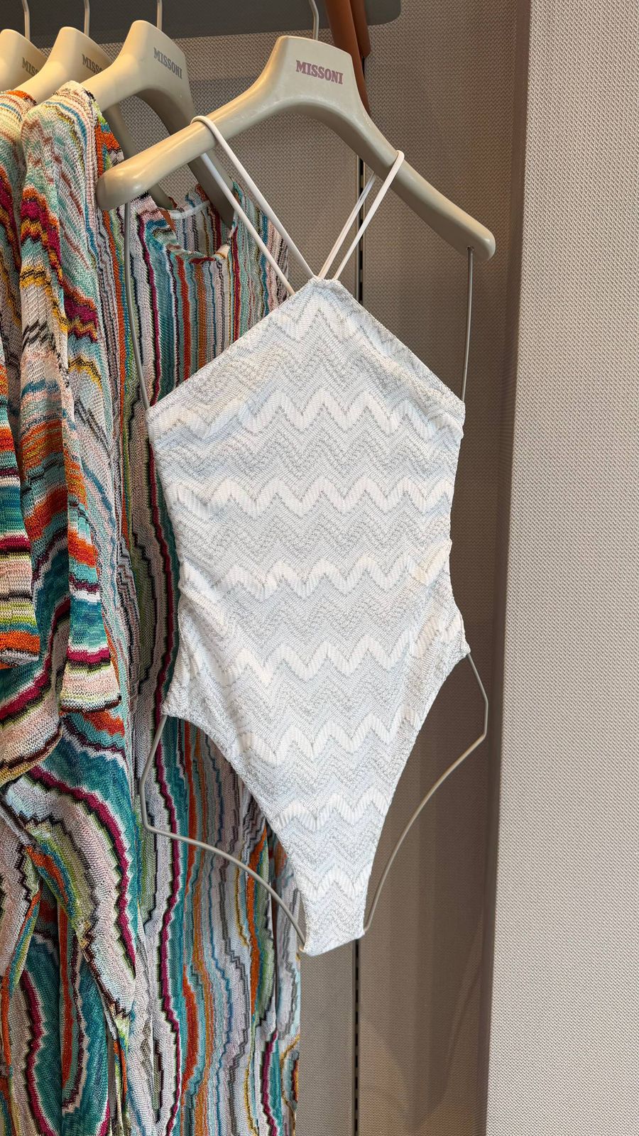 Zigzag Knit Halter One-Piece Swimsuit