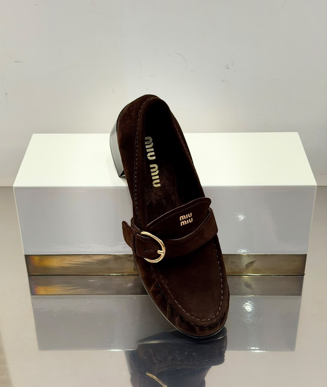 Suede Loafers with Buckle