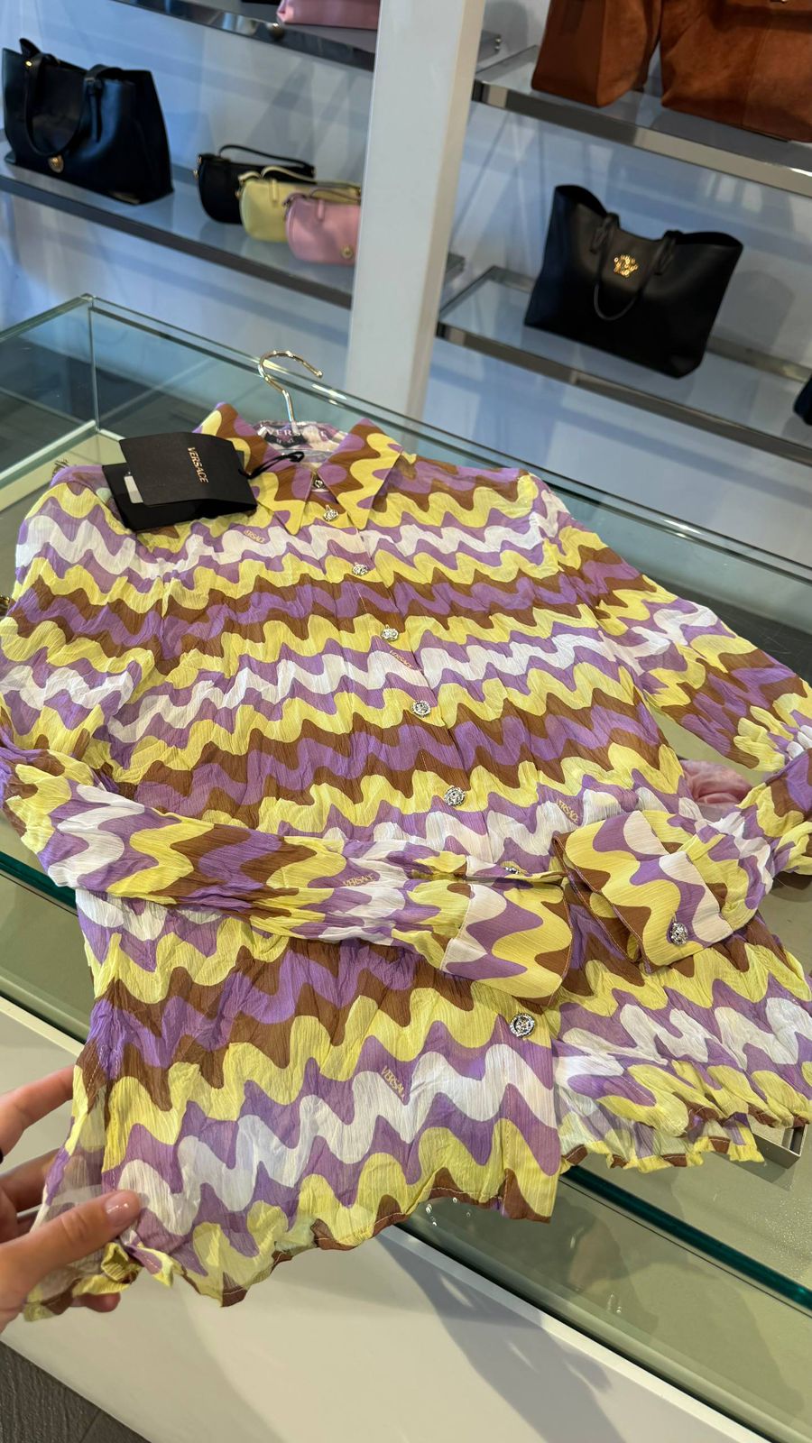 Wavy Print Button-Down Shirt