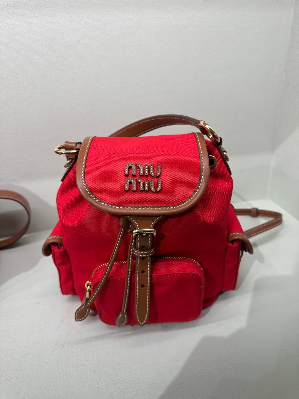 Canvas and leather backpack