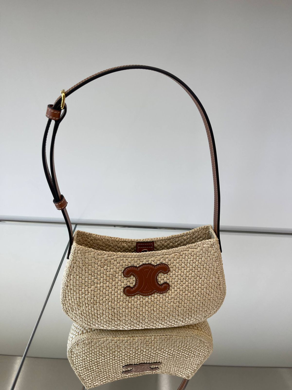 Small Ava Bag in Raffia and Calfskin