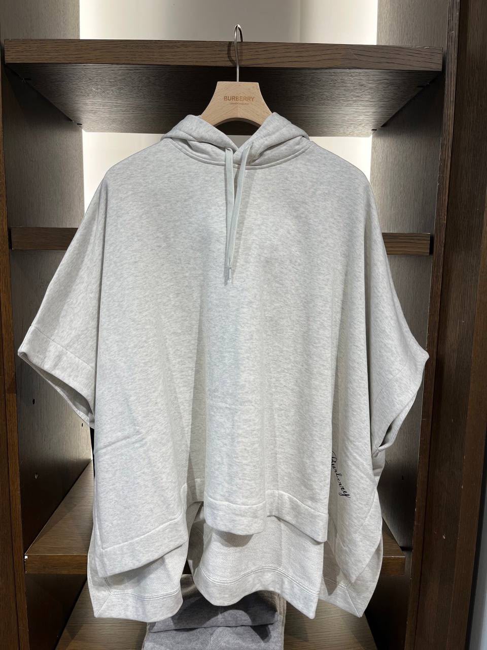 Check-lined Cotton Hooded Poncho