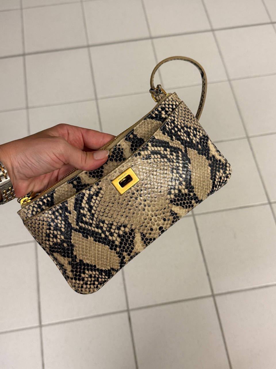 Snake-Effect Leather Wristlet / Clutch