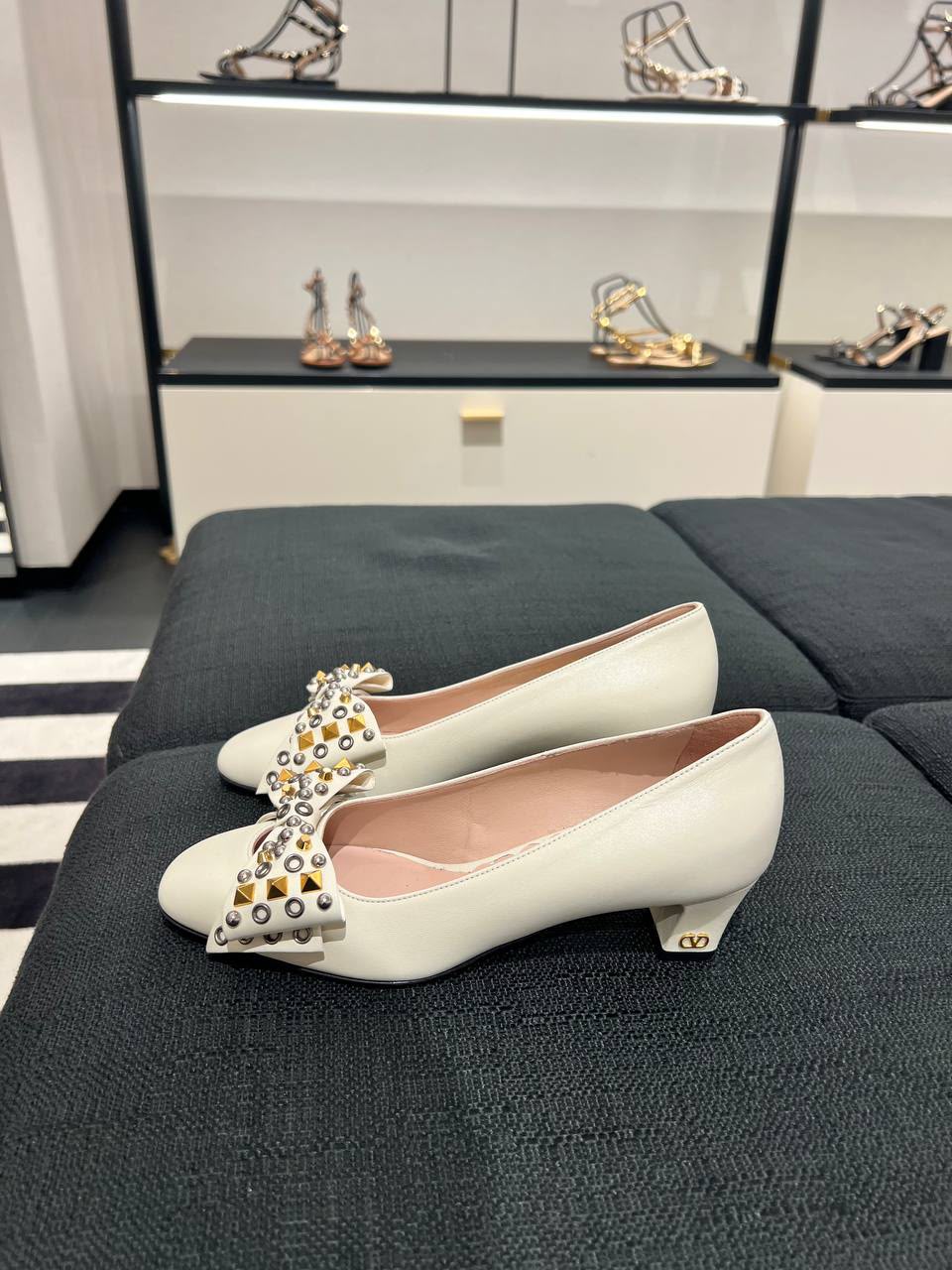 Scalloped Crystal-Embellished Satin Pumps
