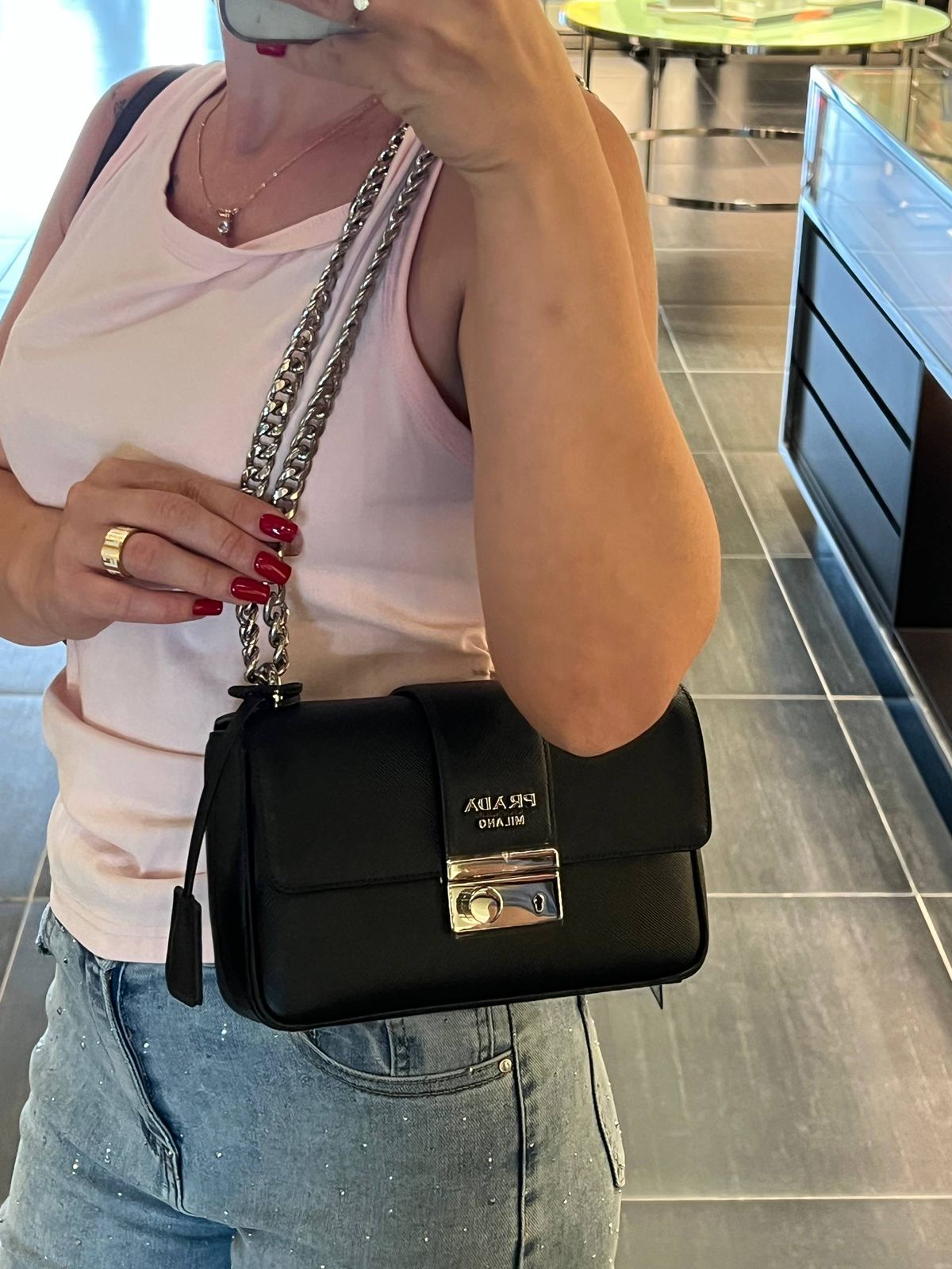 Prada Saffiano Leather Shoulder Bag