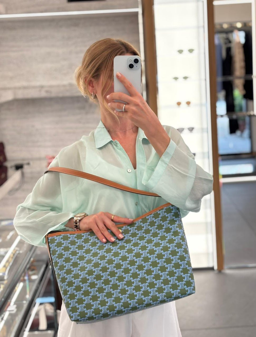 Medium Ava Strap Bag in Triomphe Canvas