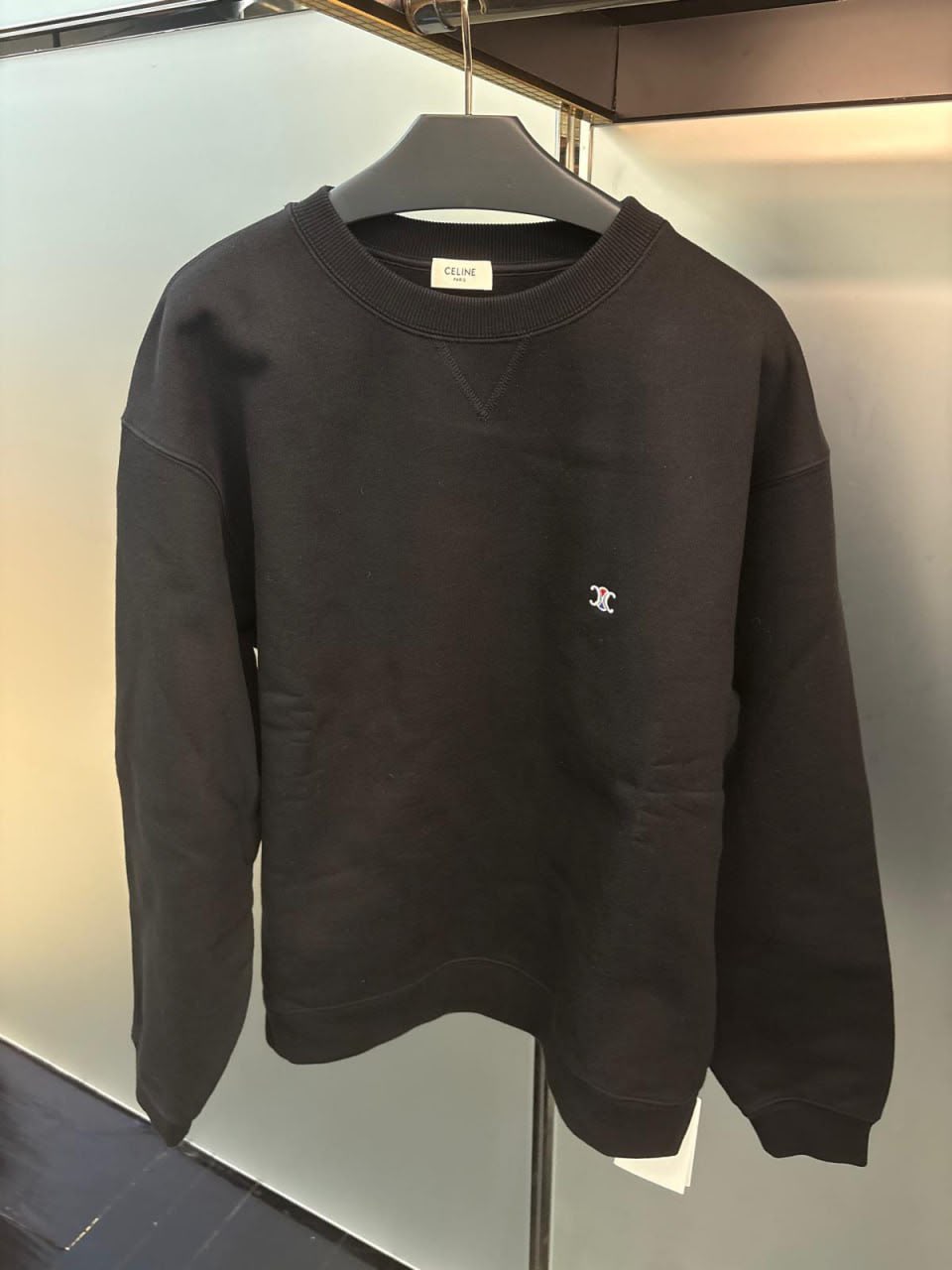 Loose Sweatshirt in Cotton Fleece with Triomphe Embroidery