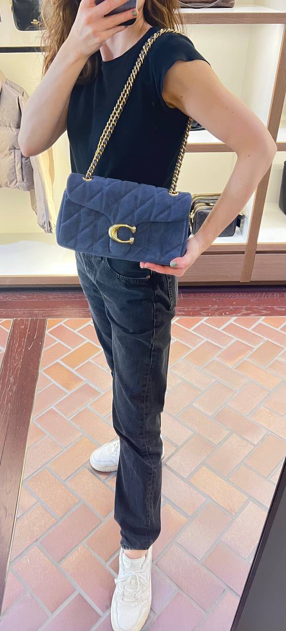Tabby Shoulder Bag 26 in Quilted Suede