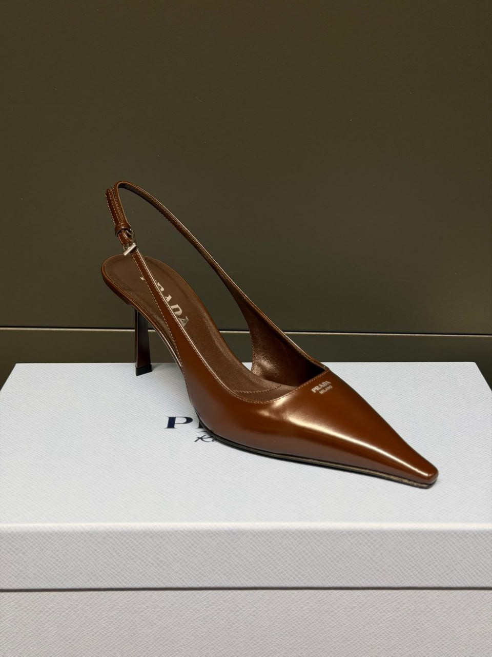 Brushed Leather Slingback Pumps