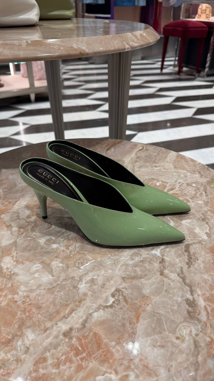 Gucci Patent Leather Mid-Heel Mule