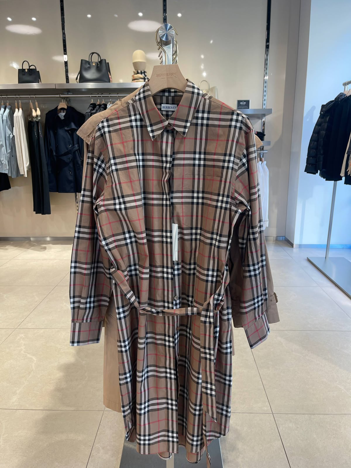 Vintage Check Cotton Shirt Dress