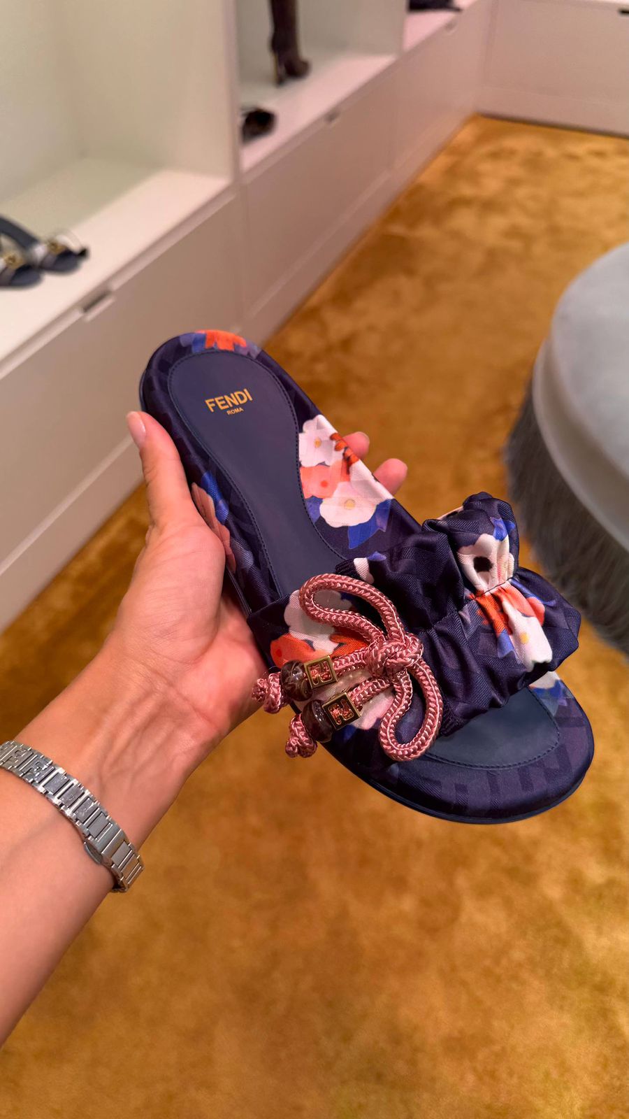 Floral Satin Slides