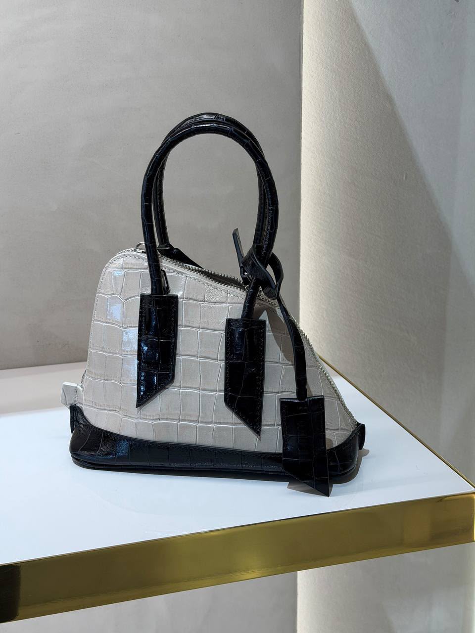 Small Croc-Effect Leather Handbag