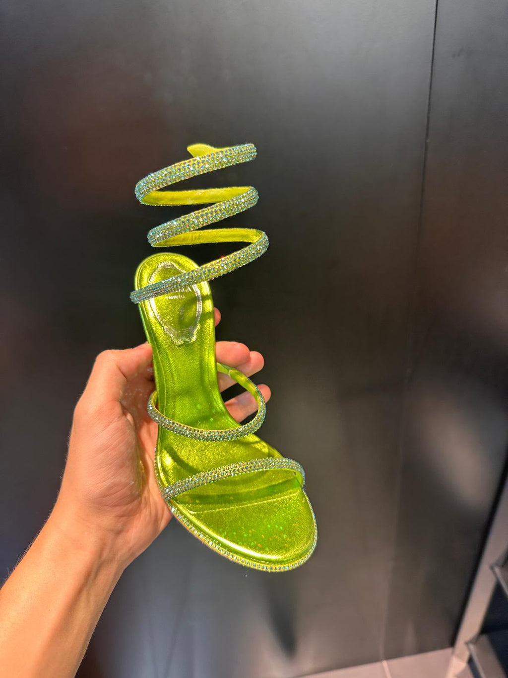 Cleo Rhinestone-Embellished Spiral Sandals