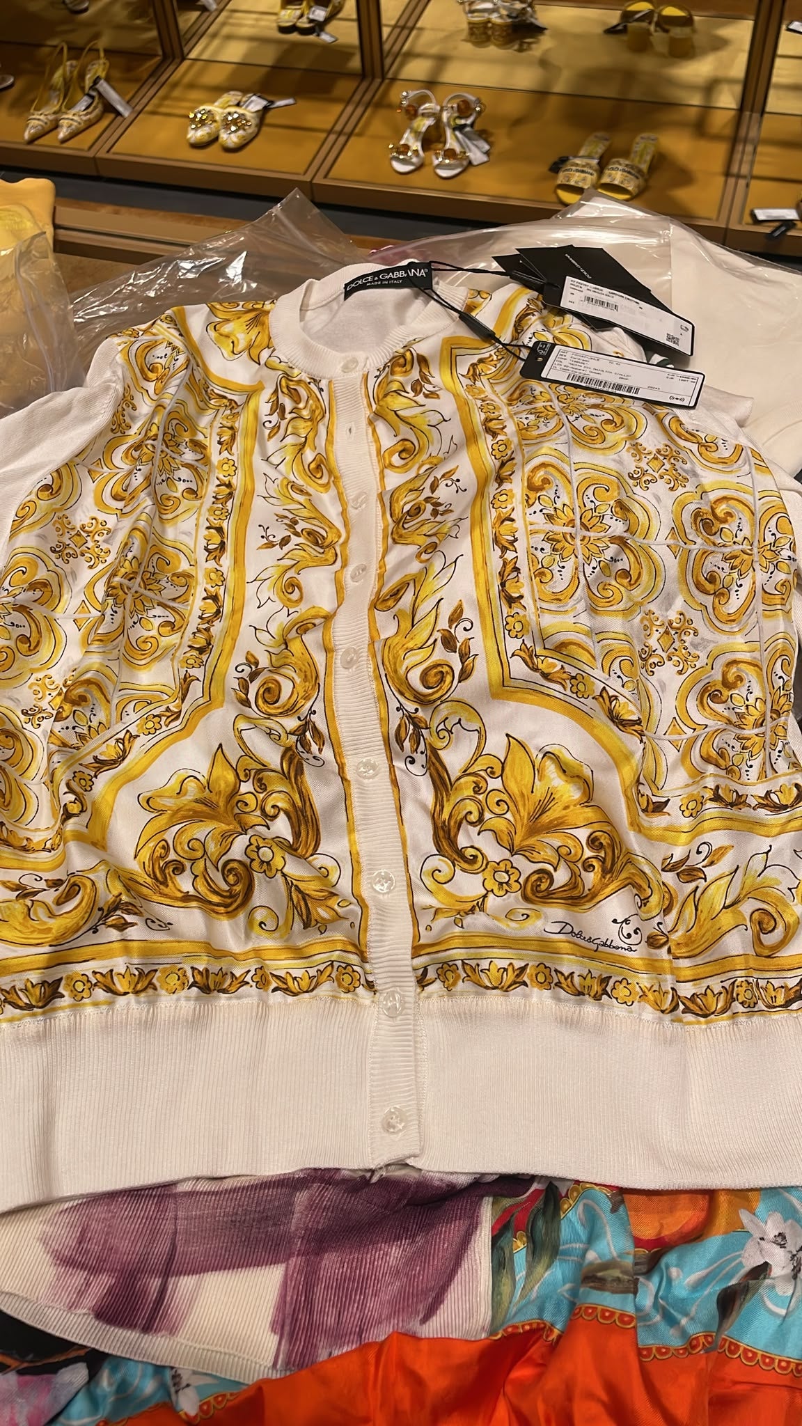 Majolica-print silk-blend cardigan