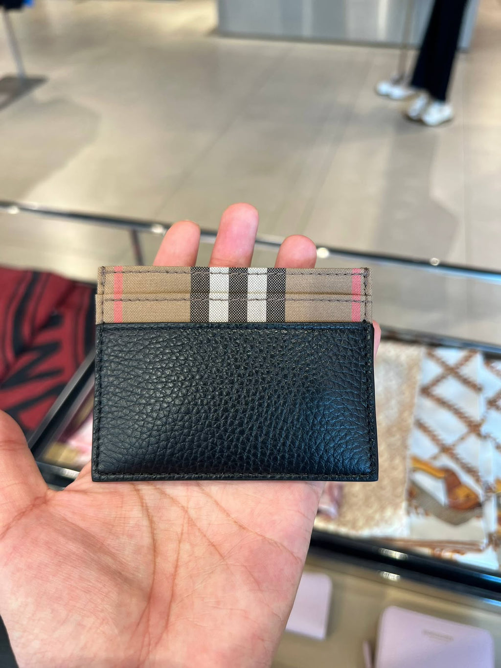 Check and Leather Card Case