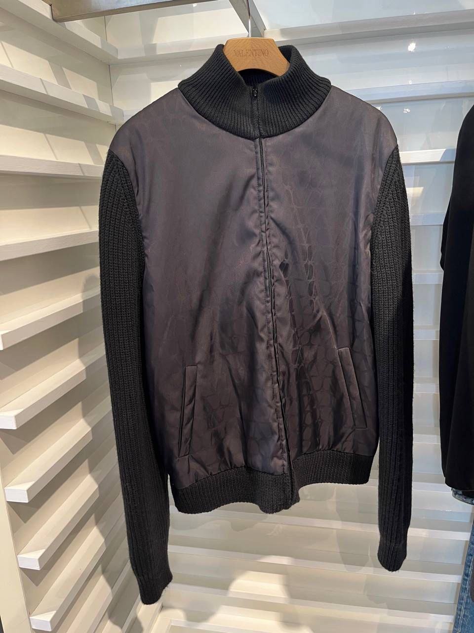VLogo Signature Knit and Nylon Zip-Up Jacket