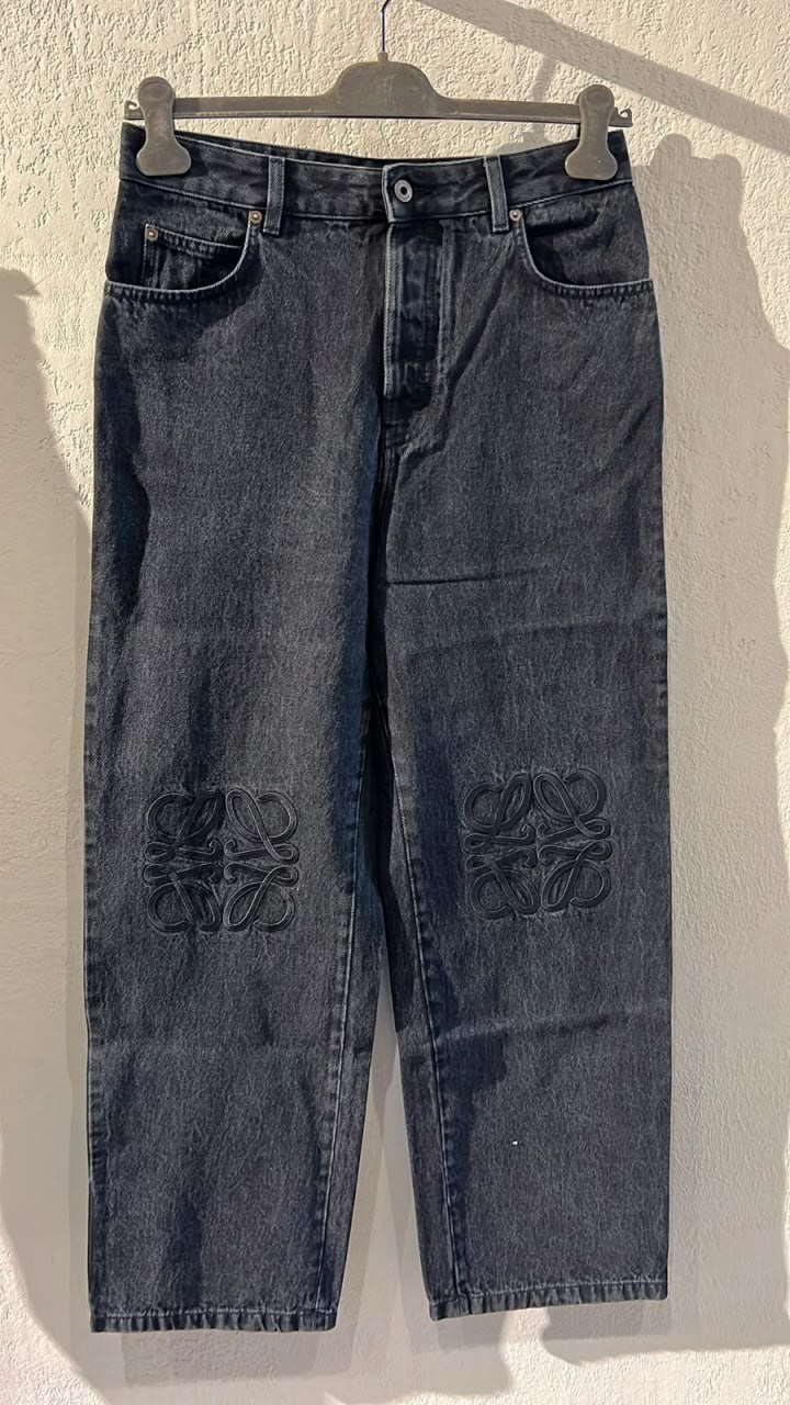 Anagram Embroidered Jeans in Denim