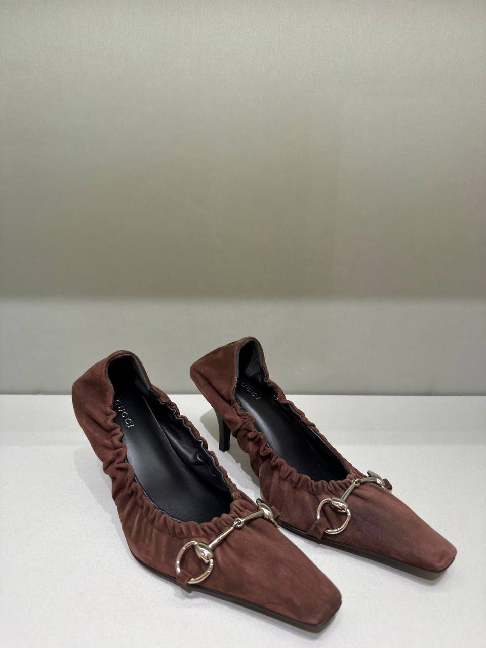 Horsebit Suede Mid-Heel Pump