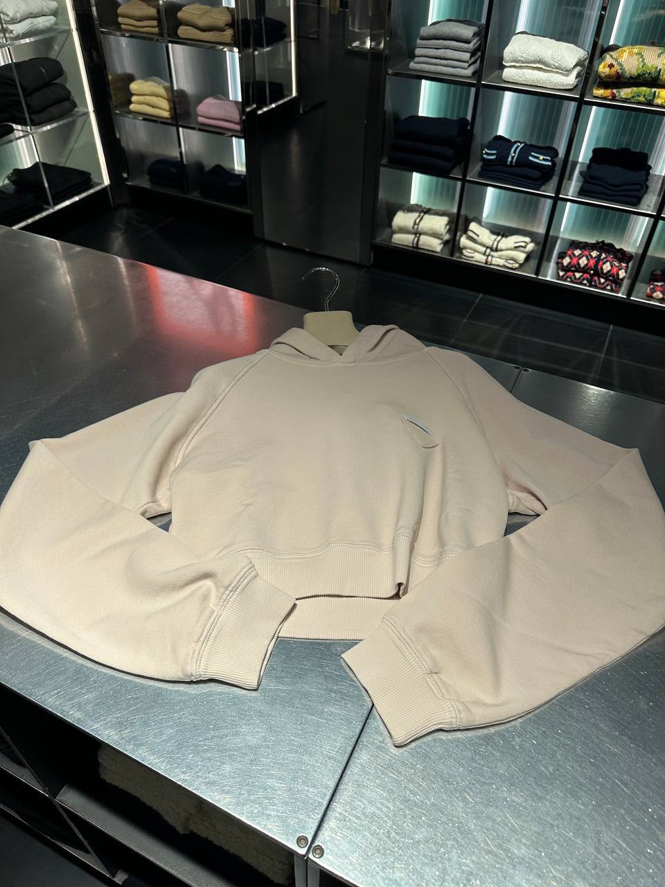 Cropped Hoodie with Metal Logo