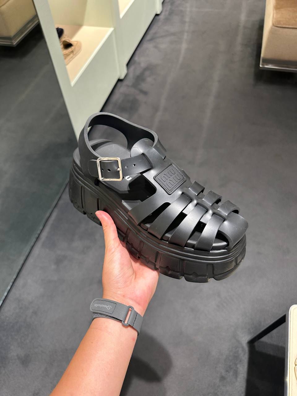 Rubber cage sandals