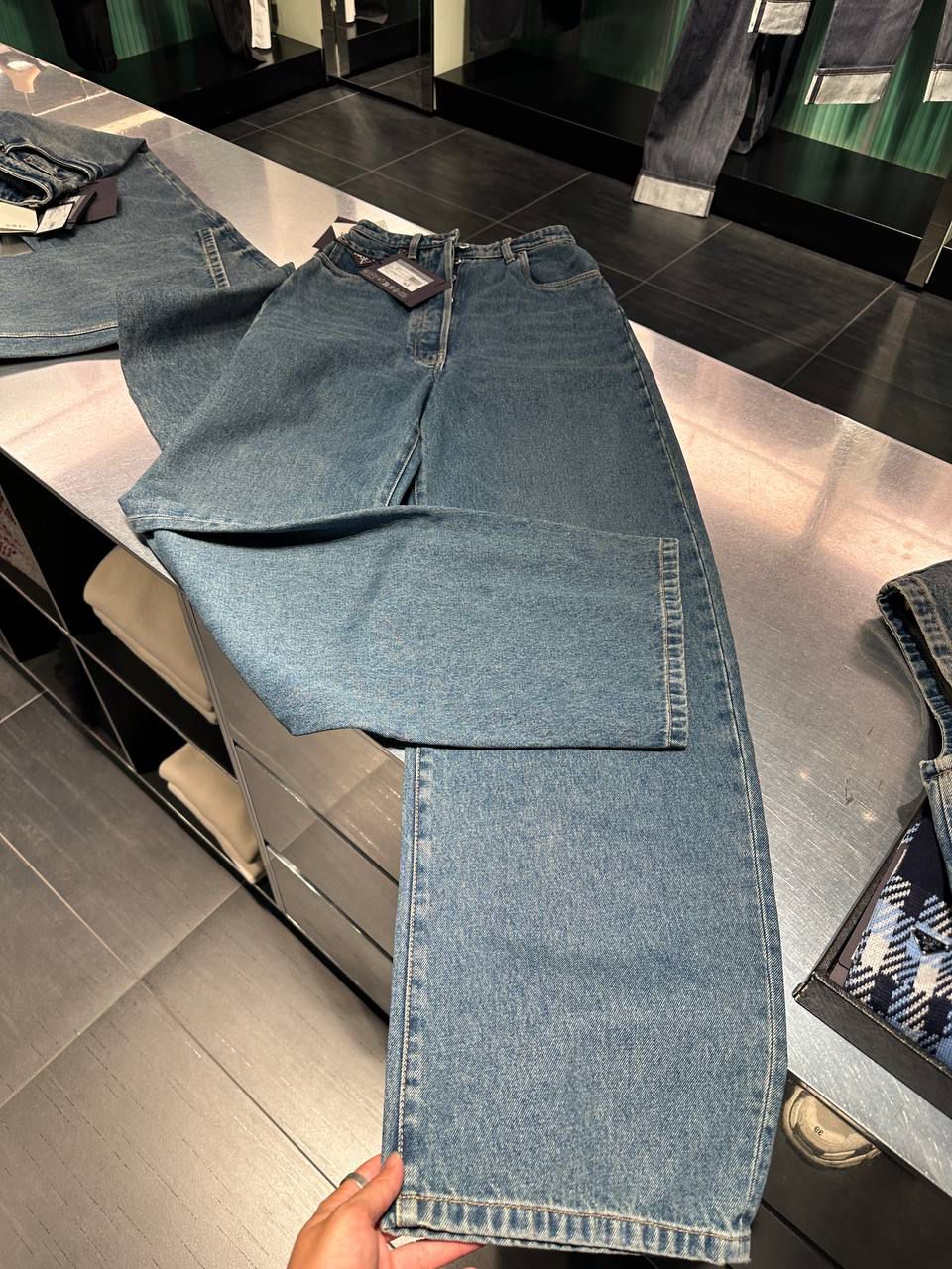 High-rise wide-leg denim jeans