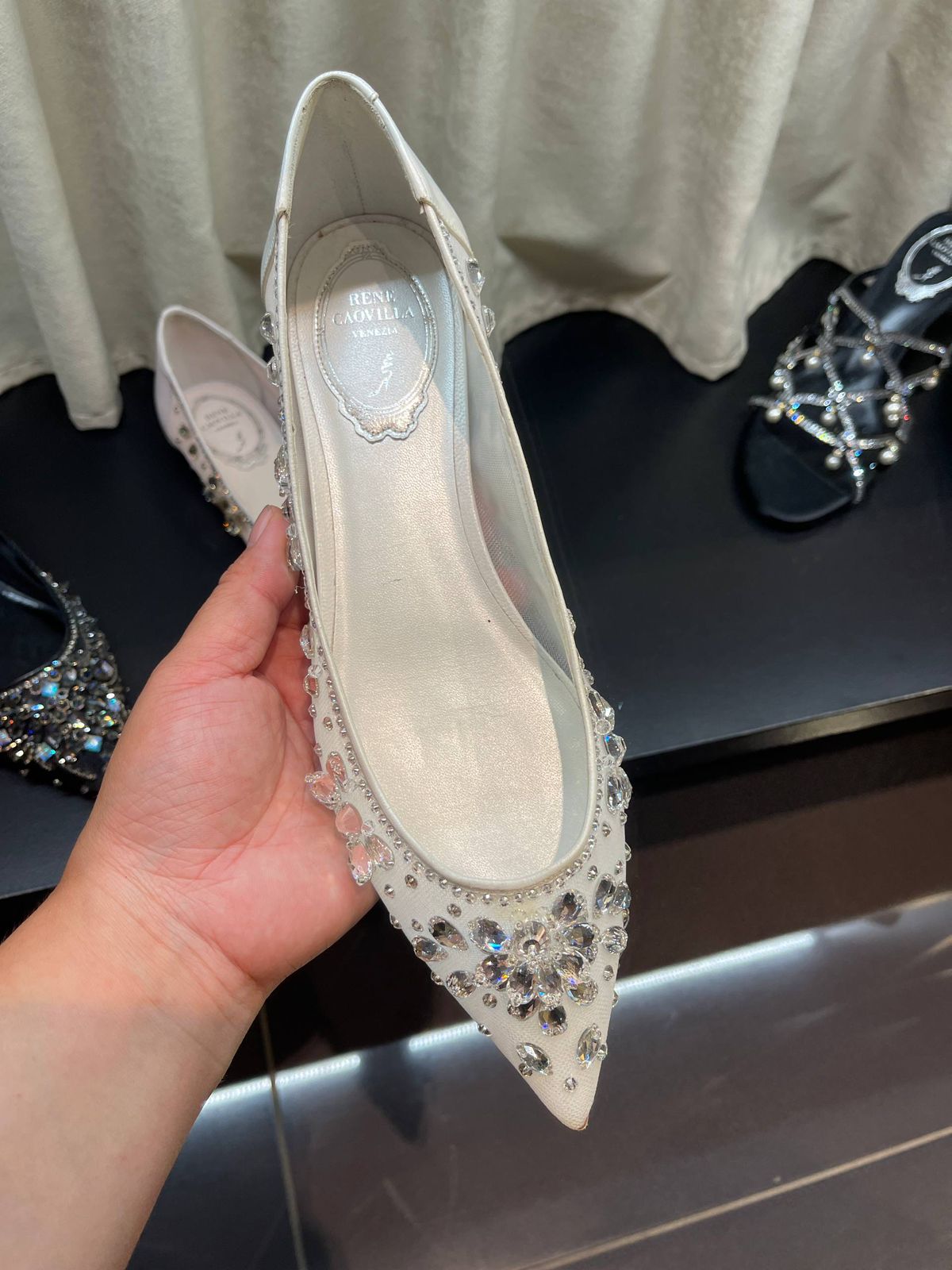 Rene Caovilla Crystal-Embellished Pointed-Toe Flats