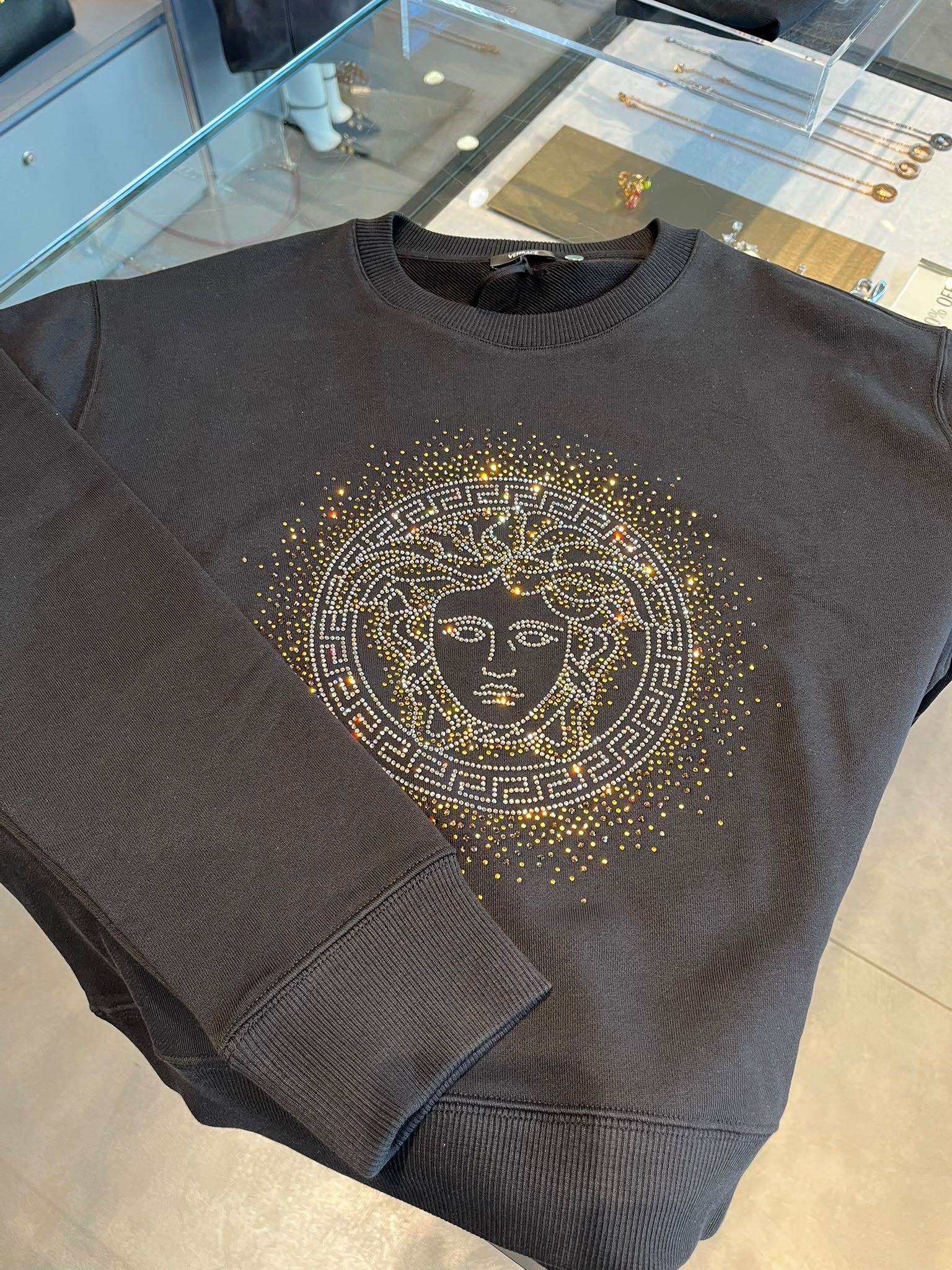 Medusa Crystal Embellished Sweatshirt