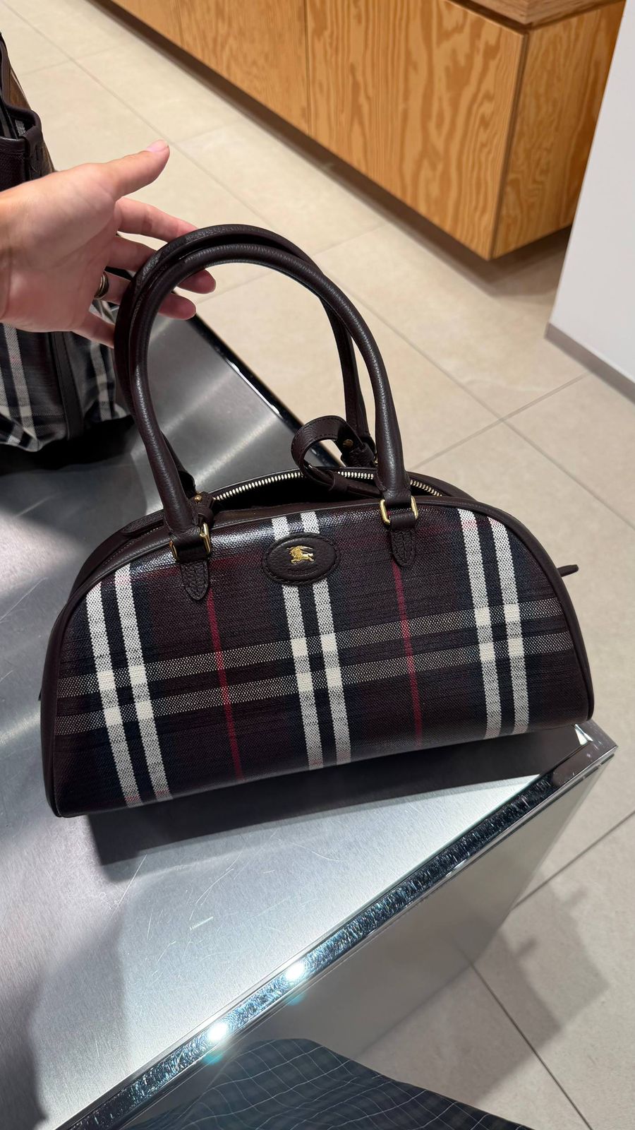 Vintage Check Barrel Bag