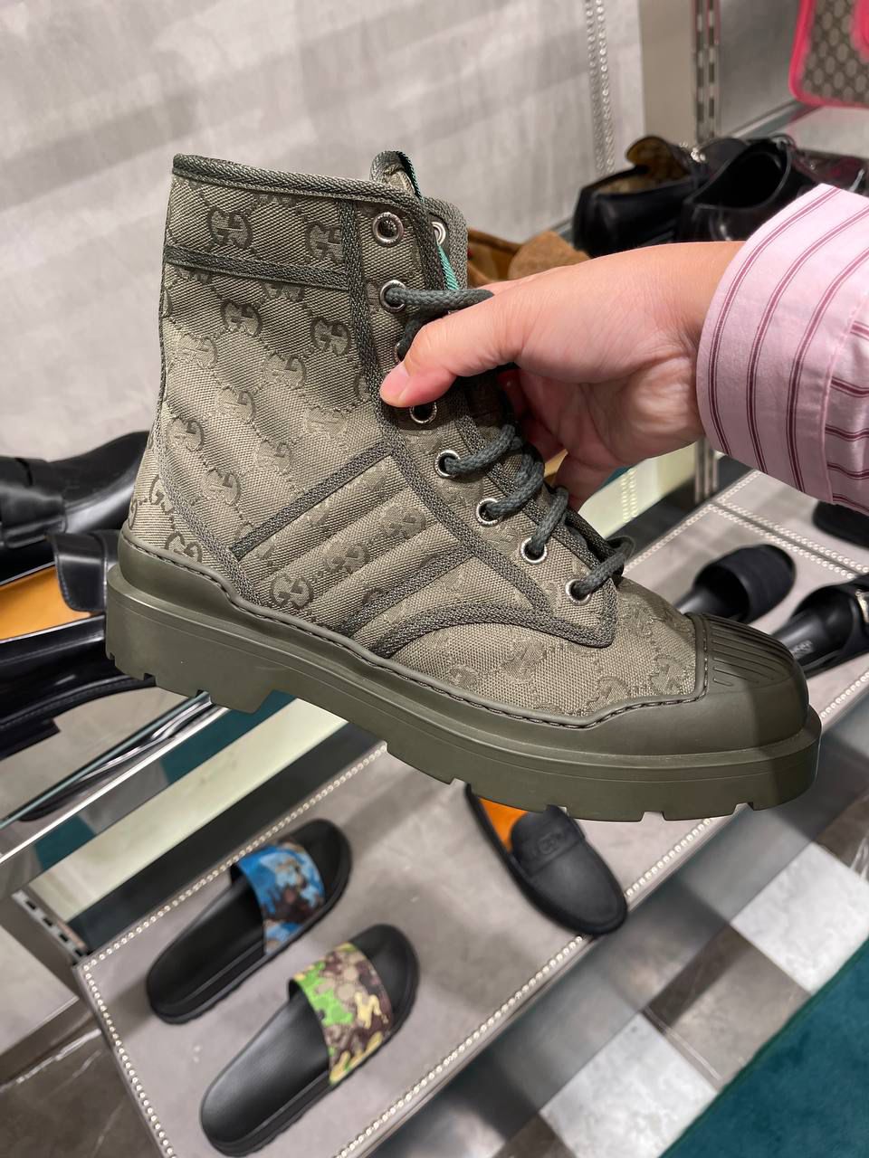 GG Canvas Lace-Up Boot