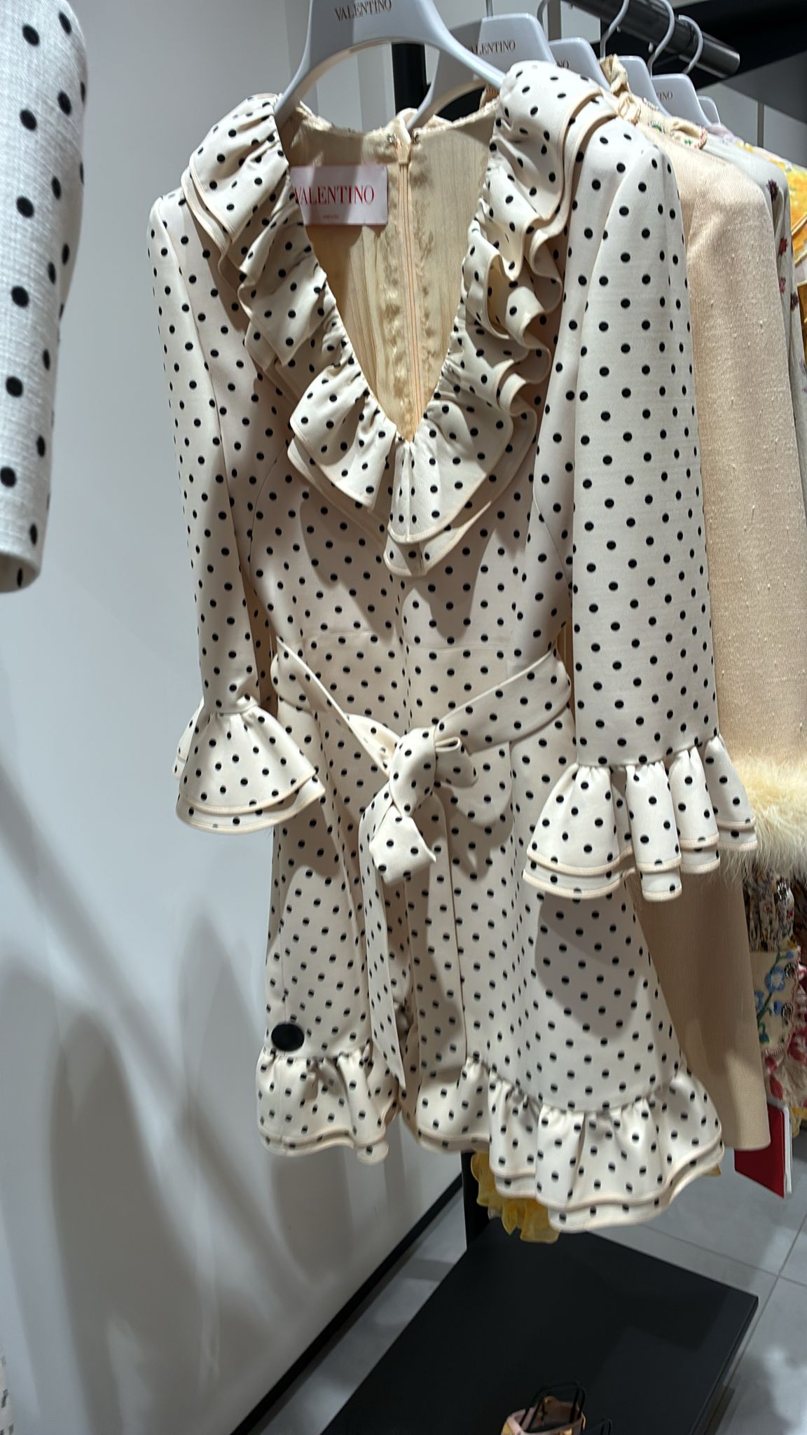 Polka Dot Ruffle-Trim Mini Dress