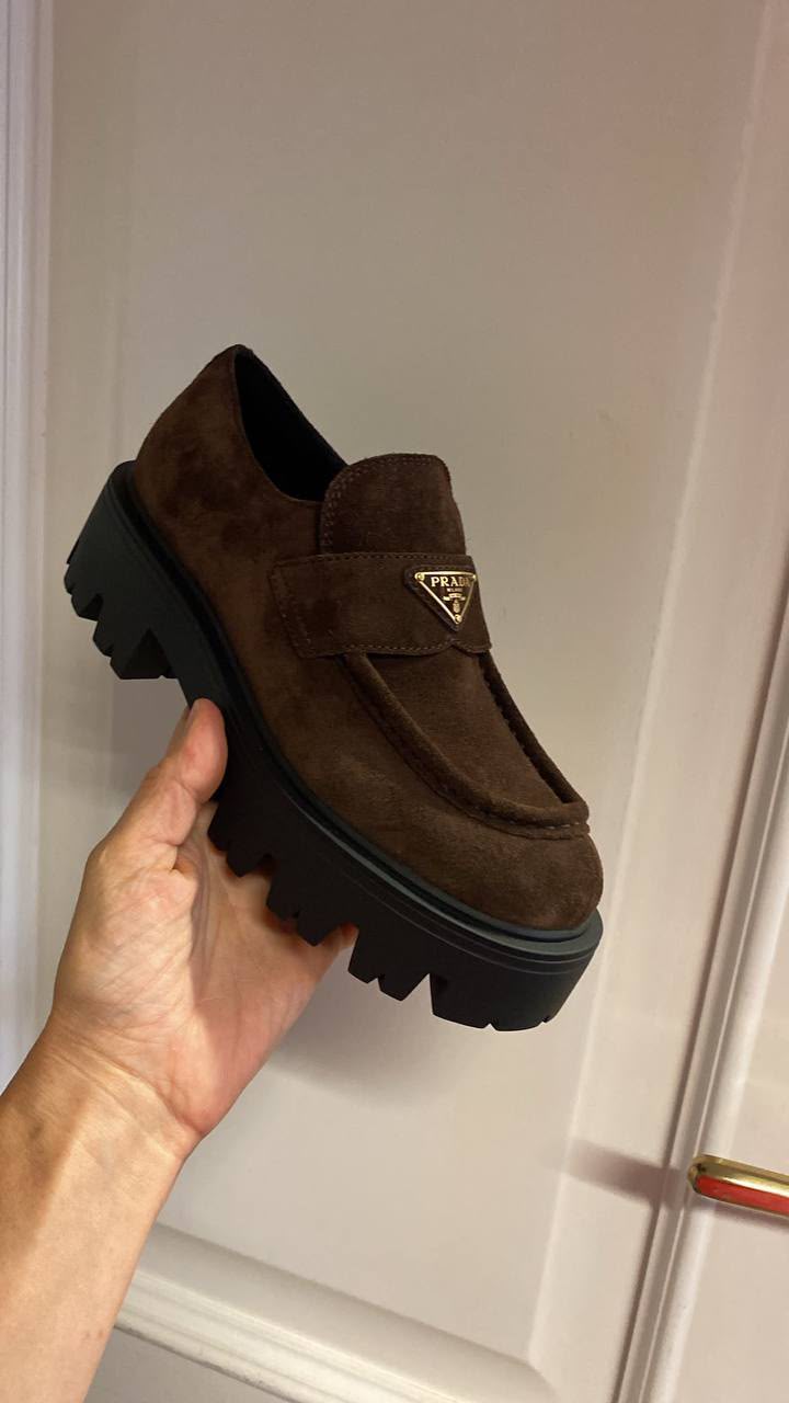 Suede Loafers with Lug Sole