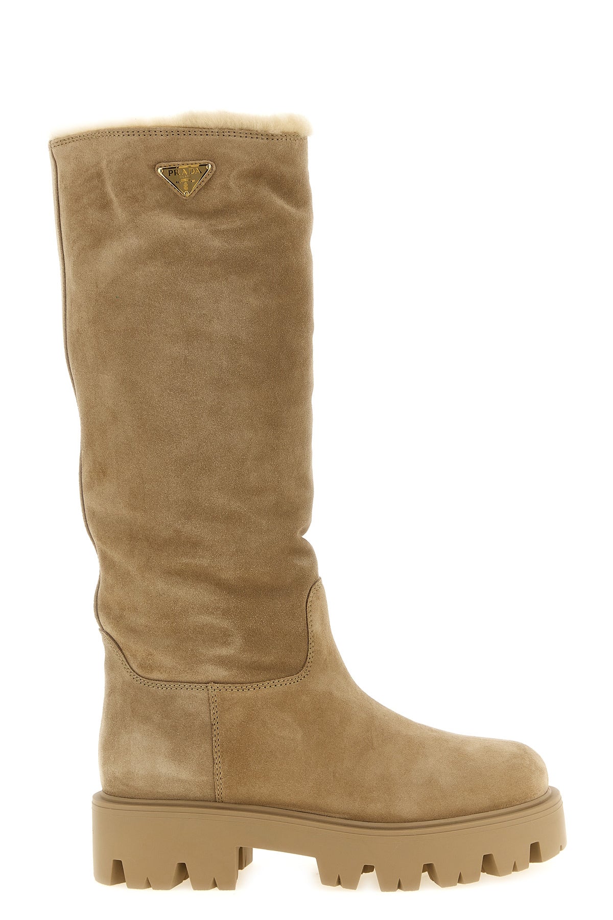 High suede boots with logo