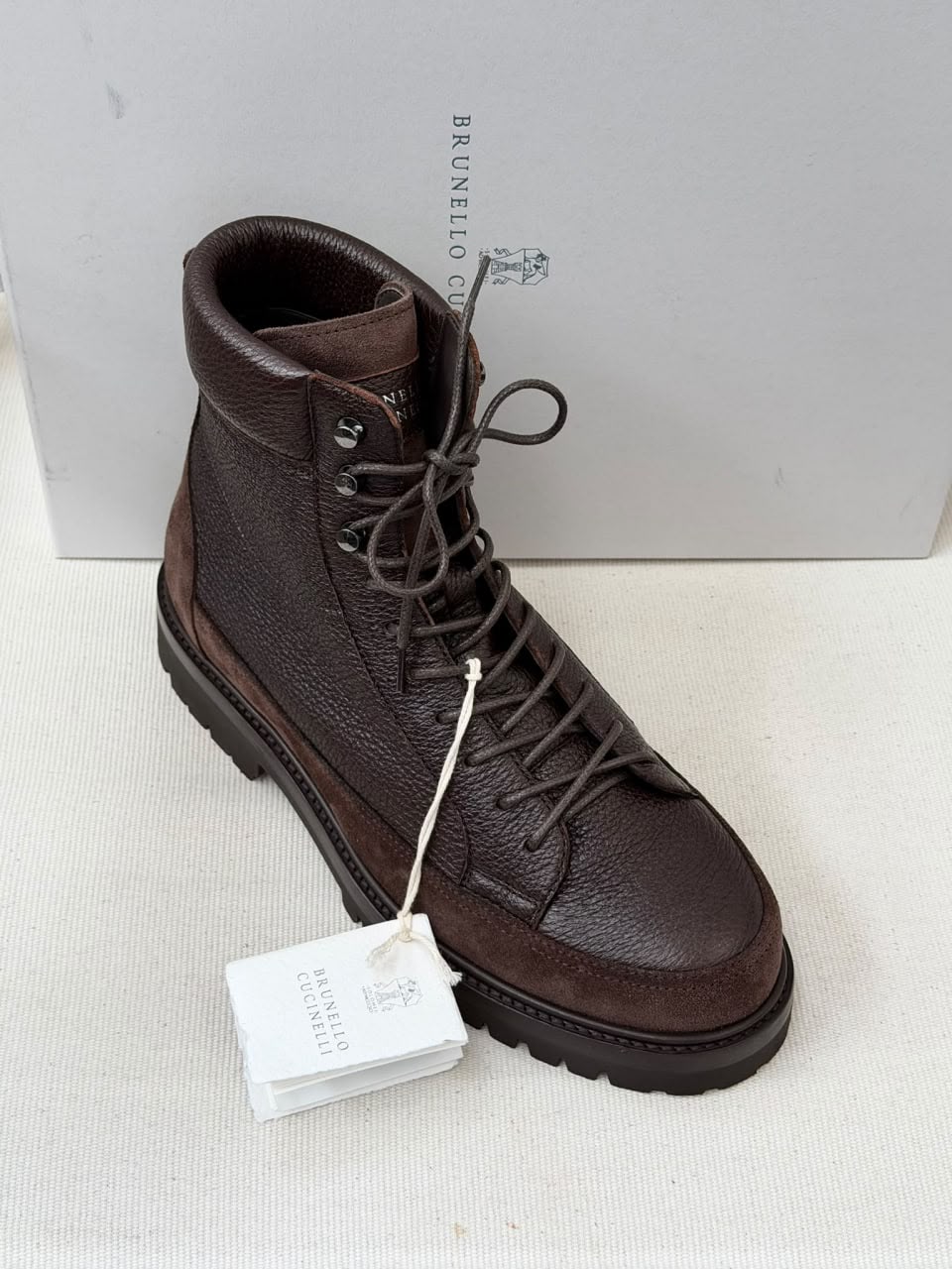 Pebble-Grain and Suede Hiking Boots